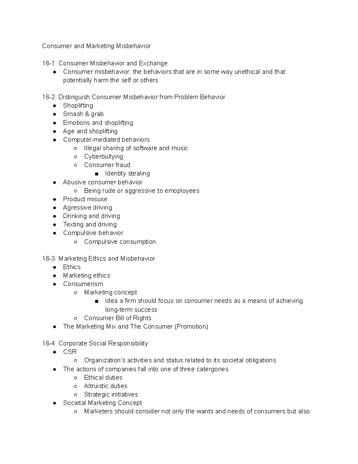 Ch 16, 11 16 - Lecture Notes - Consumer and Marketing Misbehavior 16-1 ...
