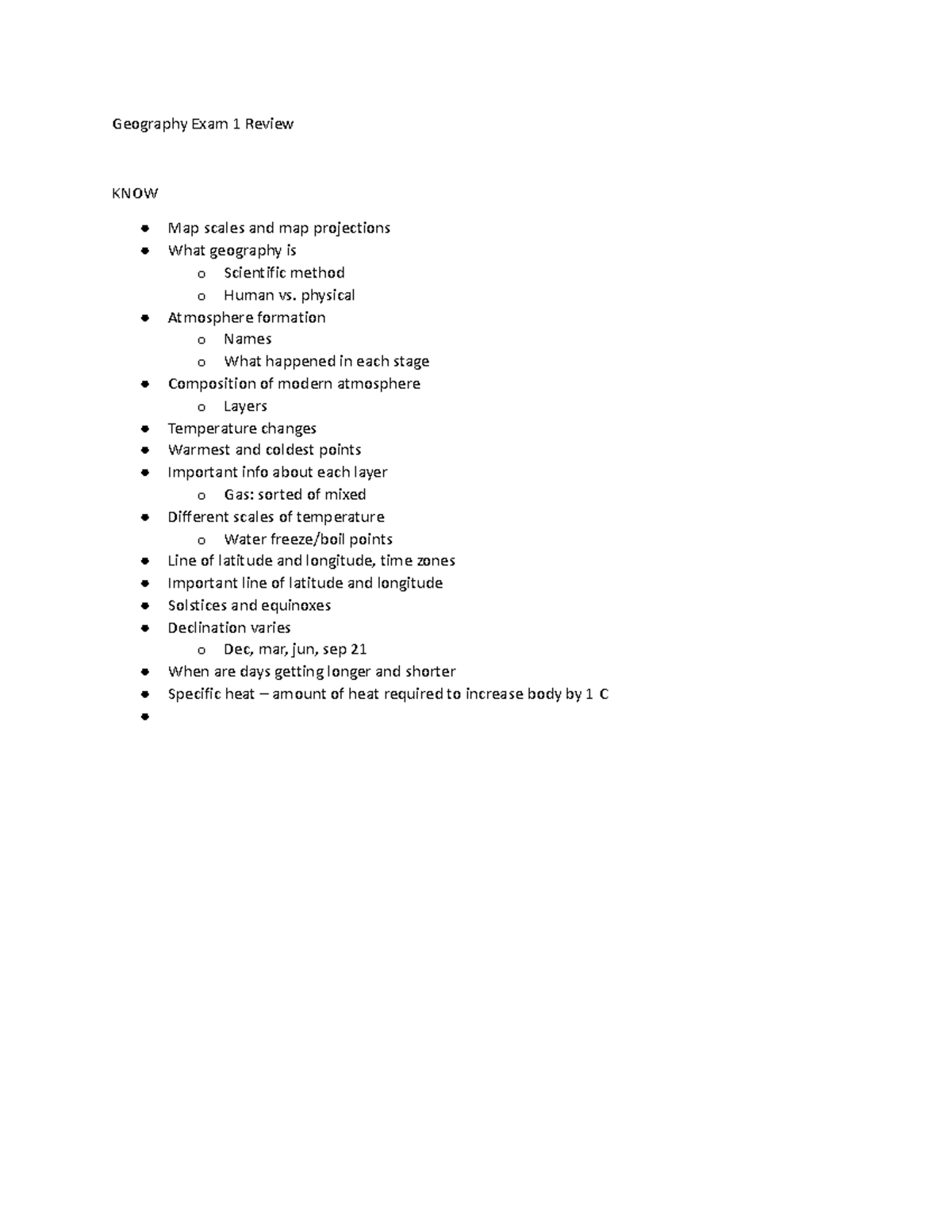 Geog Exam 1 Review Geography Exam 1 Review KNOW Map scales and map