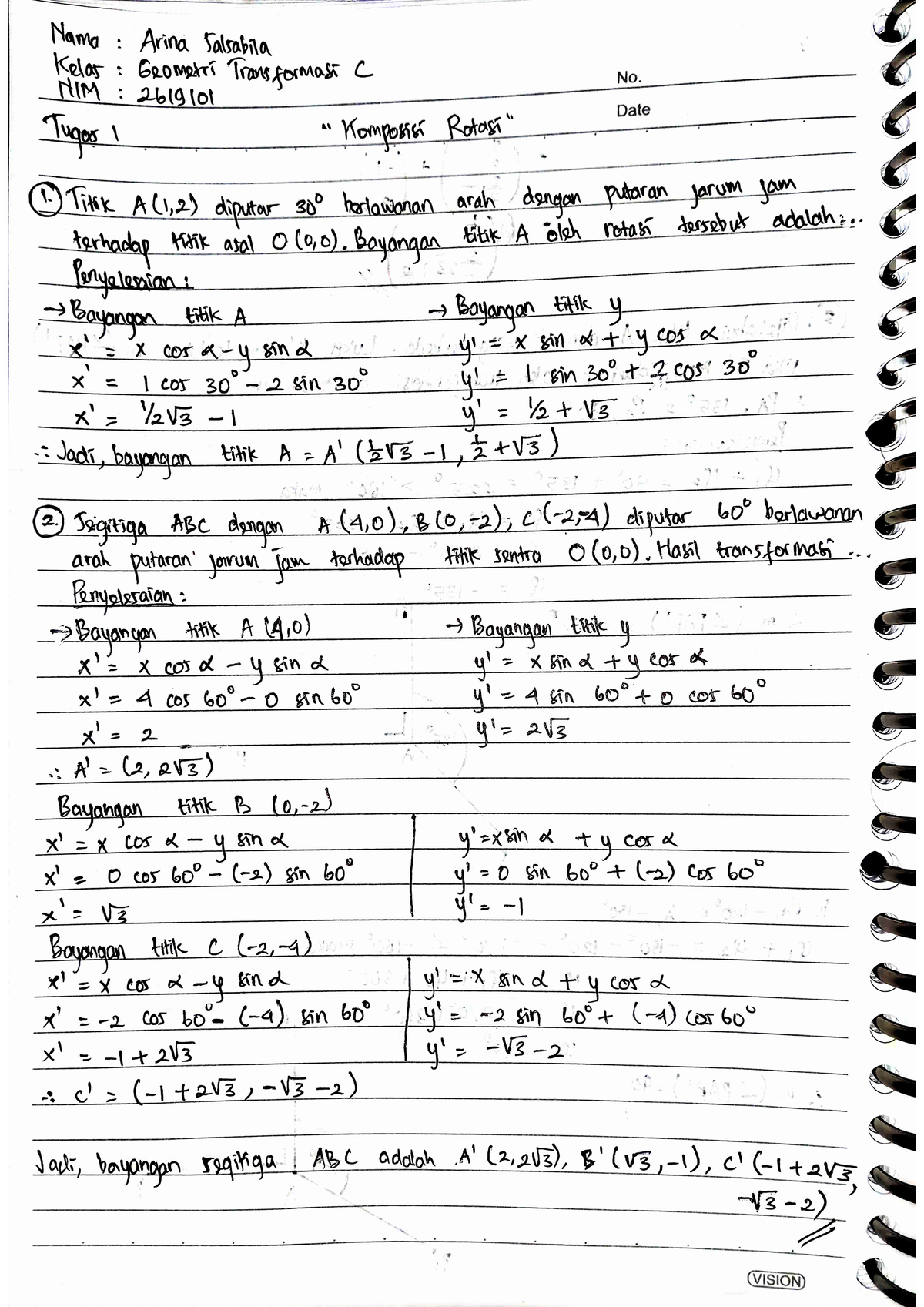 Latihan Soal Komposisi Rotasi - Geometri Transformasi - Studocu