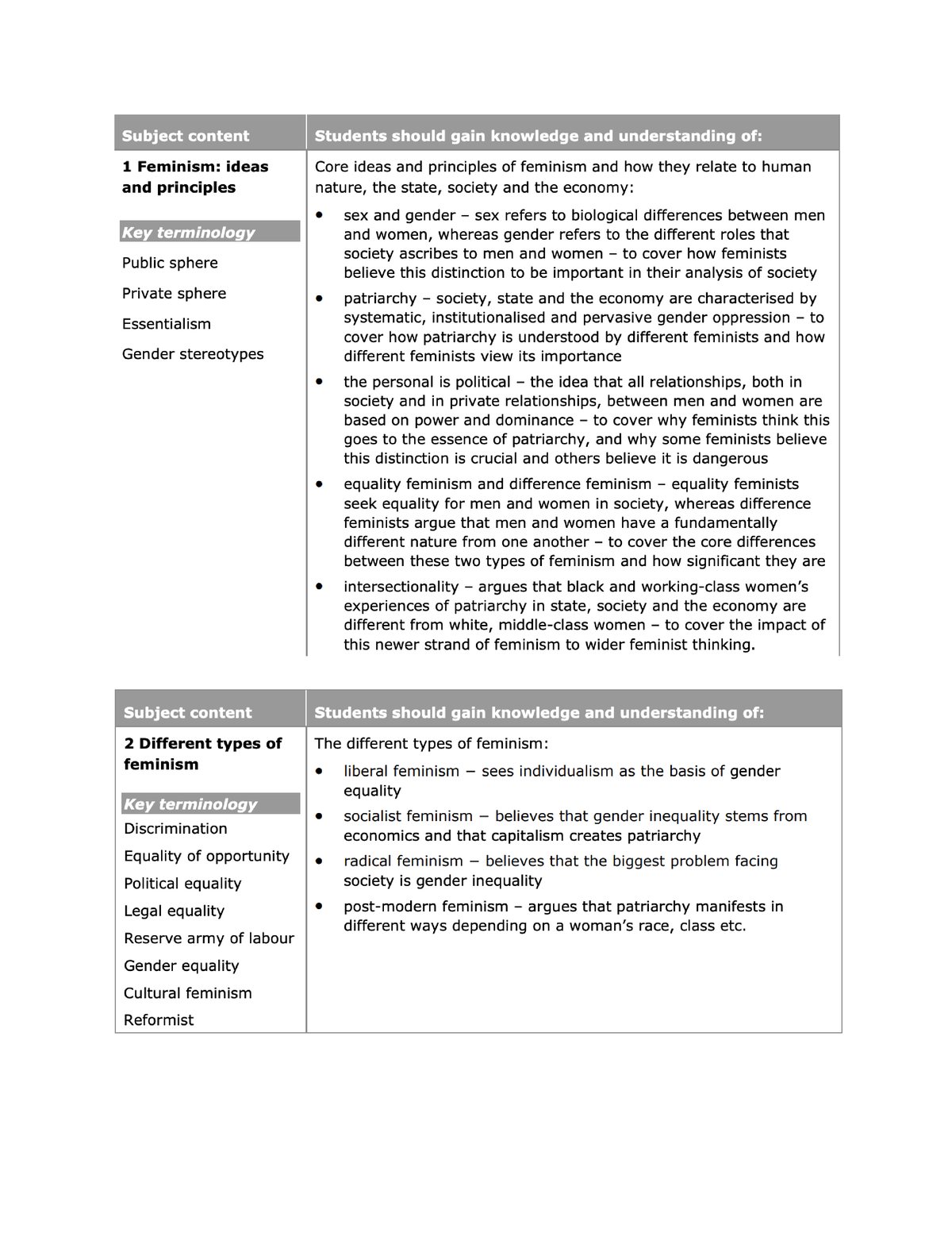 feminism essay plans a level politics