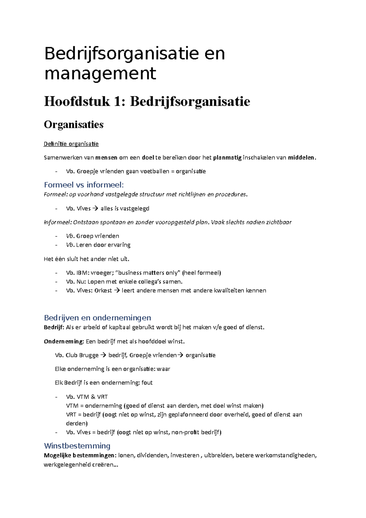 Bedrijfsorganisatie En Management Notities - Bedrijfsorganisatie En ...