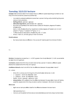 PSYX 222 week 3 notes - Week 3 Tuesday 1/2/22 Lecture Summation and ...