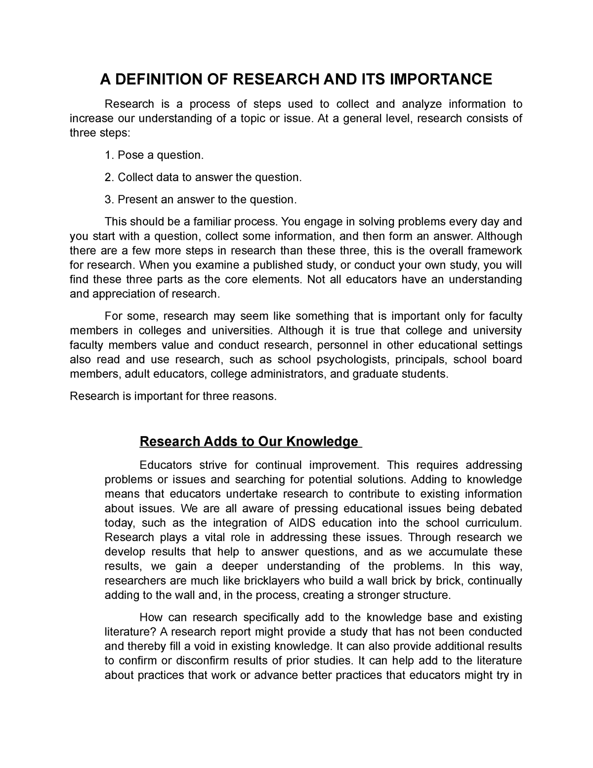 Module-2 - Lectures notes - A DEFINITION OF RESEARCH AND ITS IMPORTANCE ...