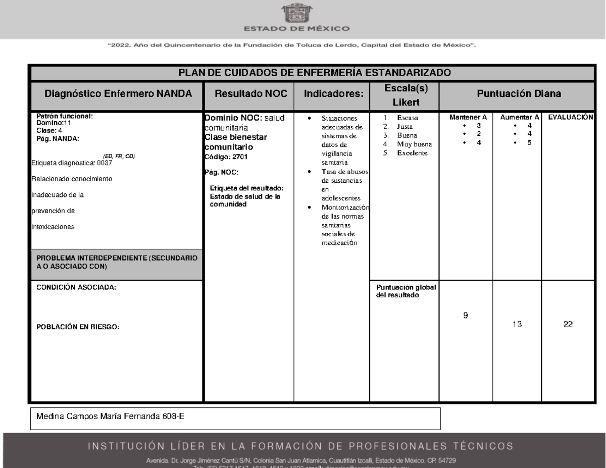 Place Intoxicacion Plan De Cuidados De EnfermerÍa Estandarizado Diagnóstico Enfermero Nanda 2368