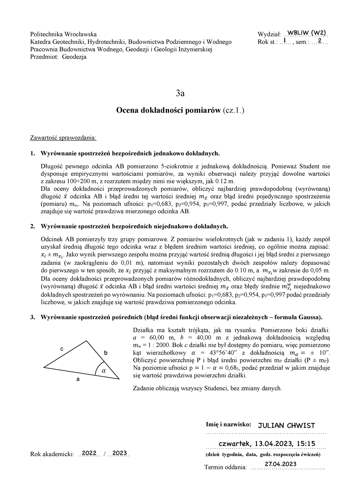 Sprawozdanie 3 - Ddd - Politechnika Wrocławska Wydział ...