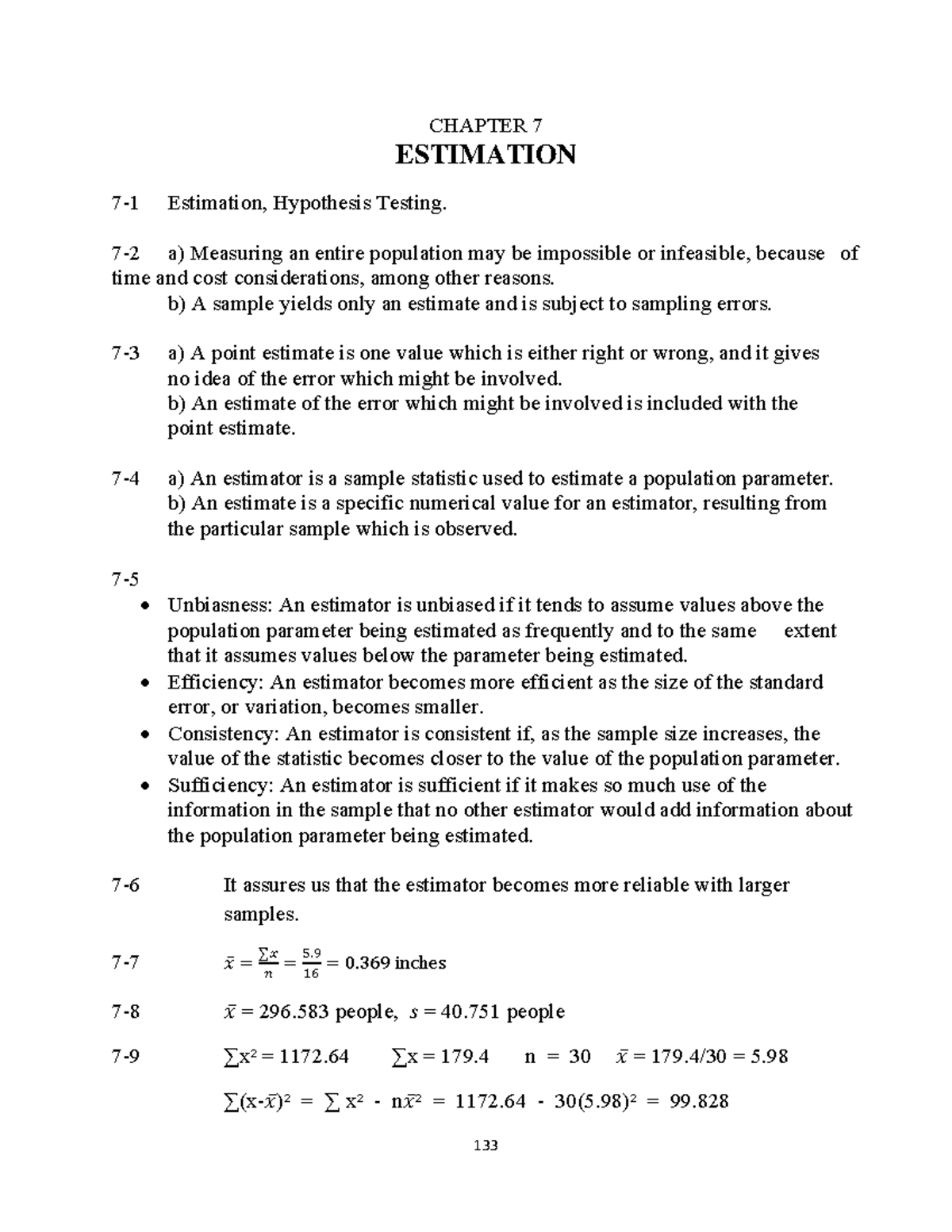 Chapter 7 - Lecture - CHAPTER 7 ESTIMATION 7-1 Estimation, Hypothesis ...