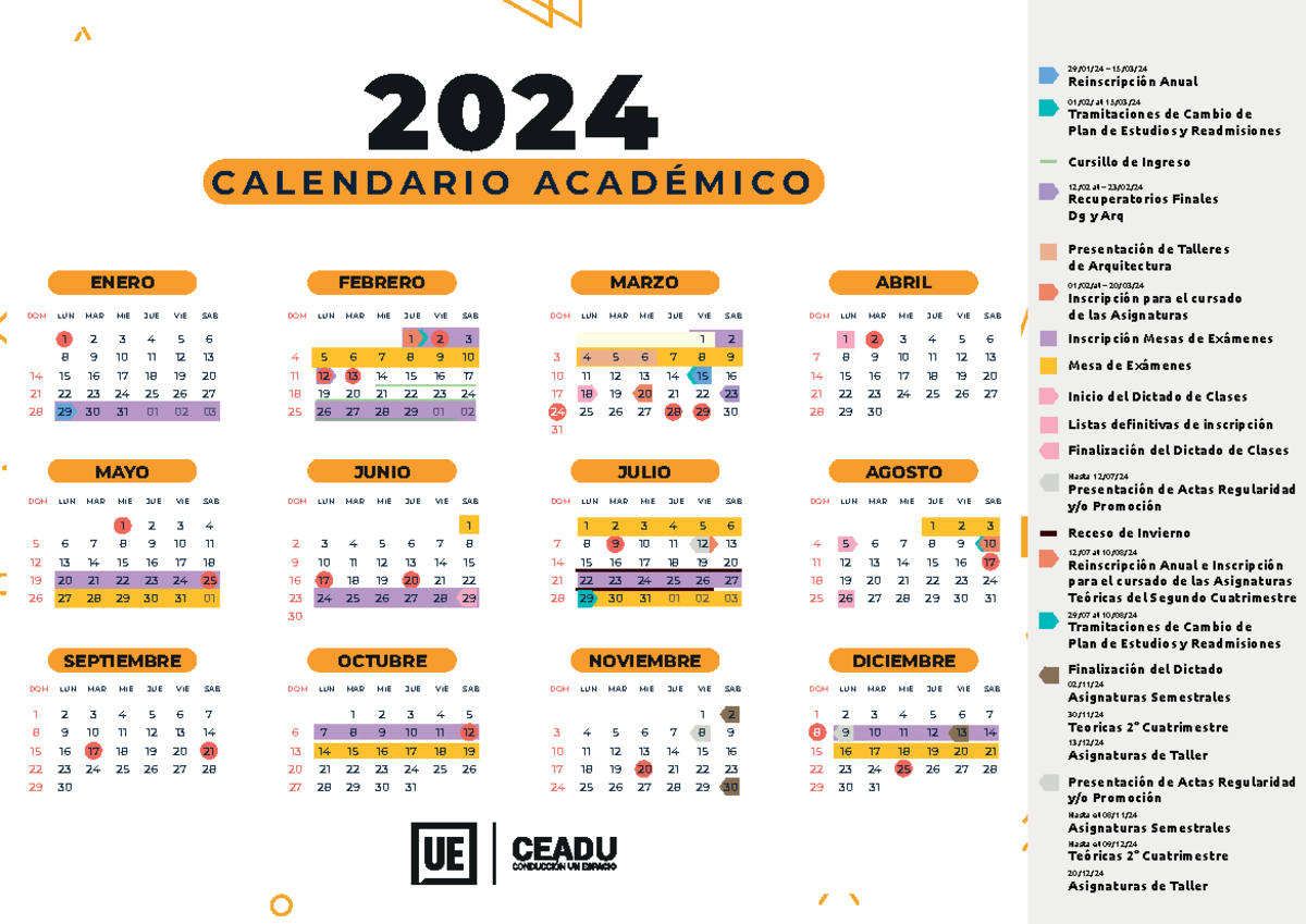 Calendario 2024 Para Imprimir FADU UE 2024 C A L E N D A R I O A C