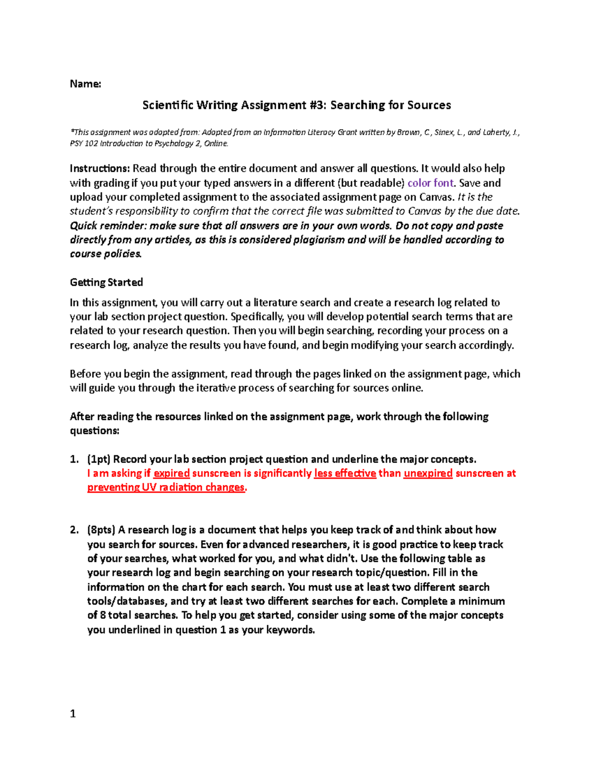L113 Scientific Writing #3 - Name: Scientific Writing Assignment #3 ...