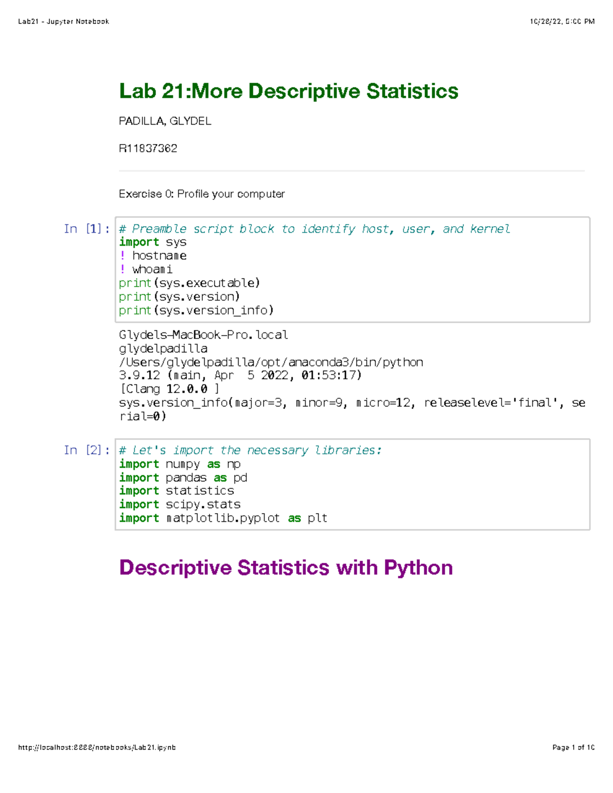 Lab21 - Jupyter Notebook - Lab 21:More Descriptive Statistics PADILLA ...
