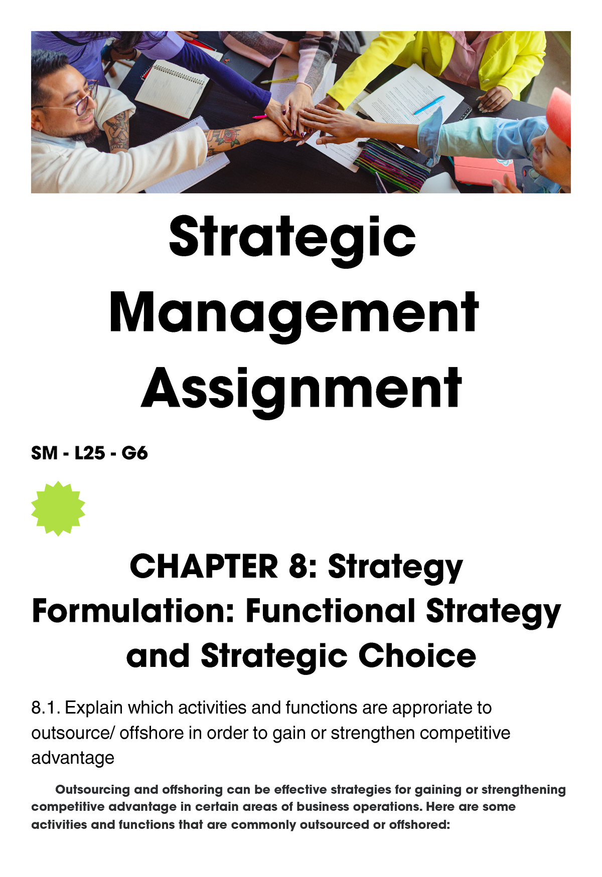 strategic management oum assignment