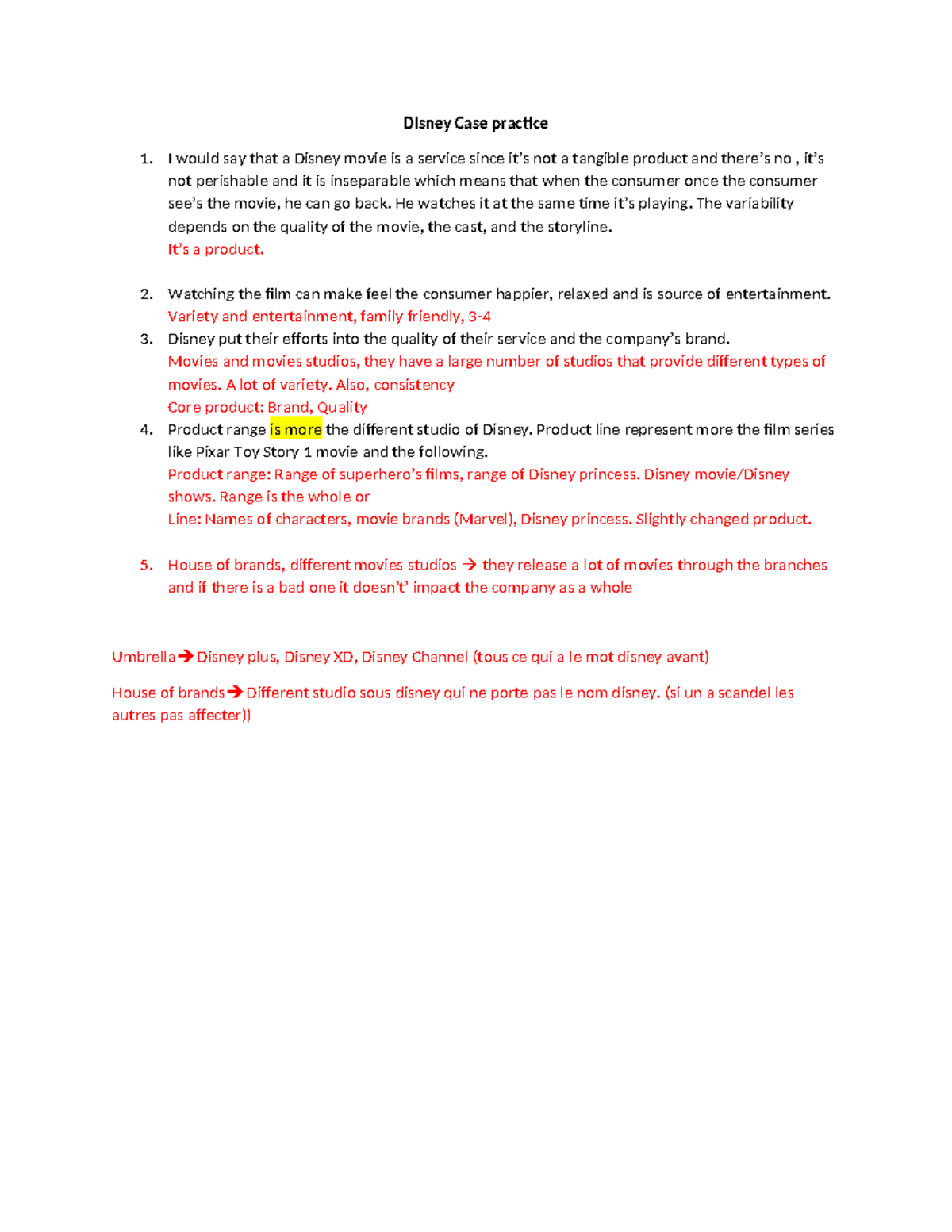 Disney Case practice - Homework - Disney Case practice I would say that ...