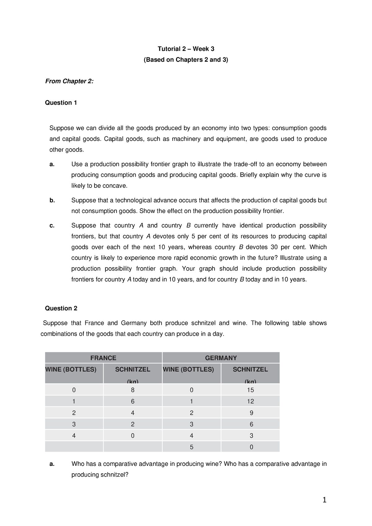 Tutorial 2 Week 3 Questions - 1 Tutorial 2 – Week 3 (Based On Chapters ...