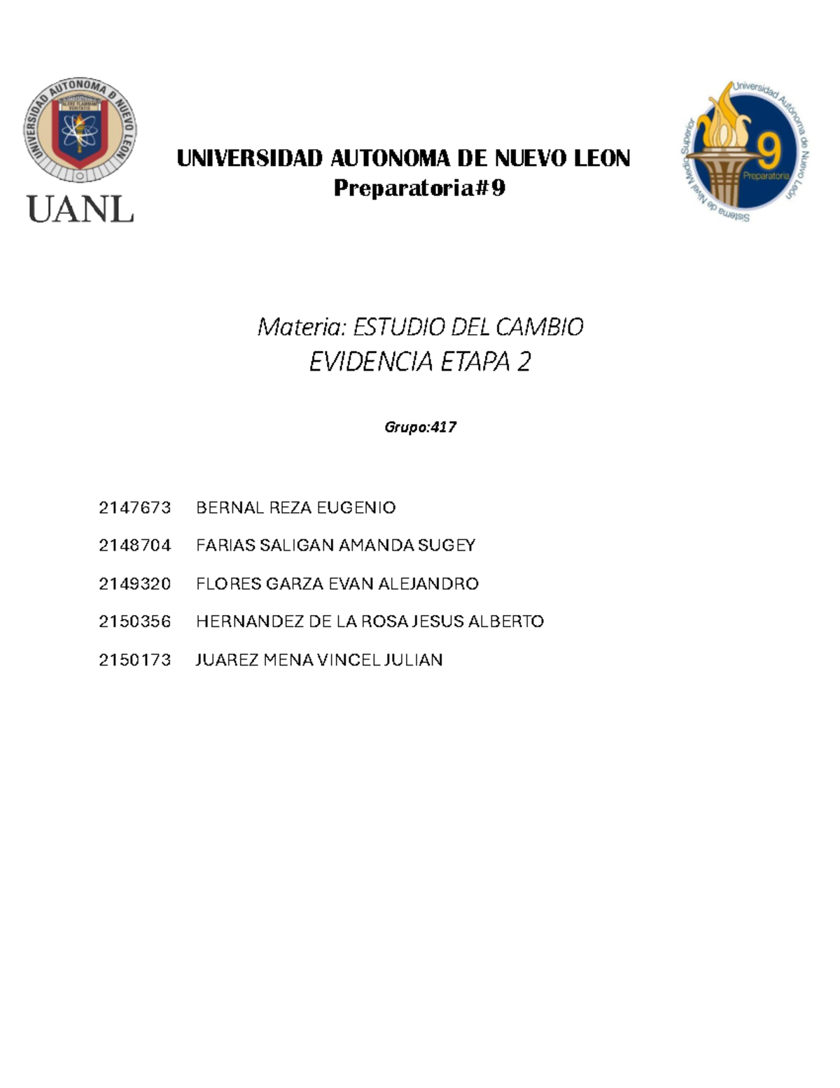 EST CAM EV2 - Evidencia etapa 2 - UNIVERSIDAD AUTONOMA DE NUEVO LEON ...