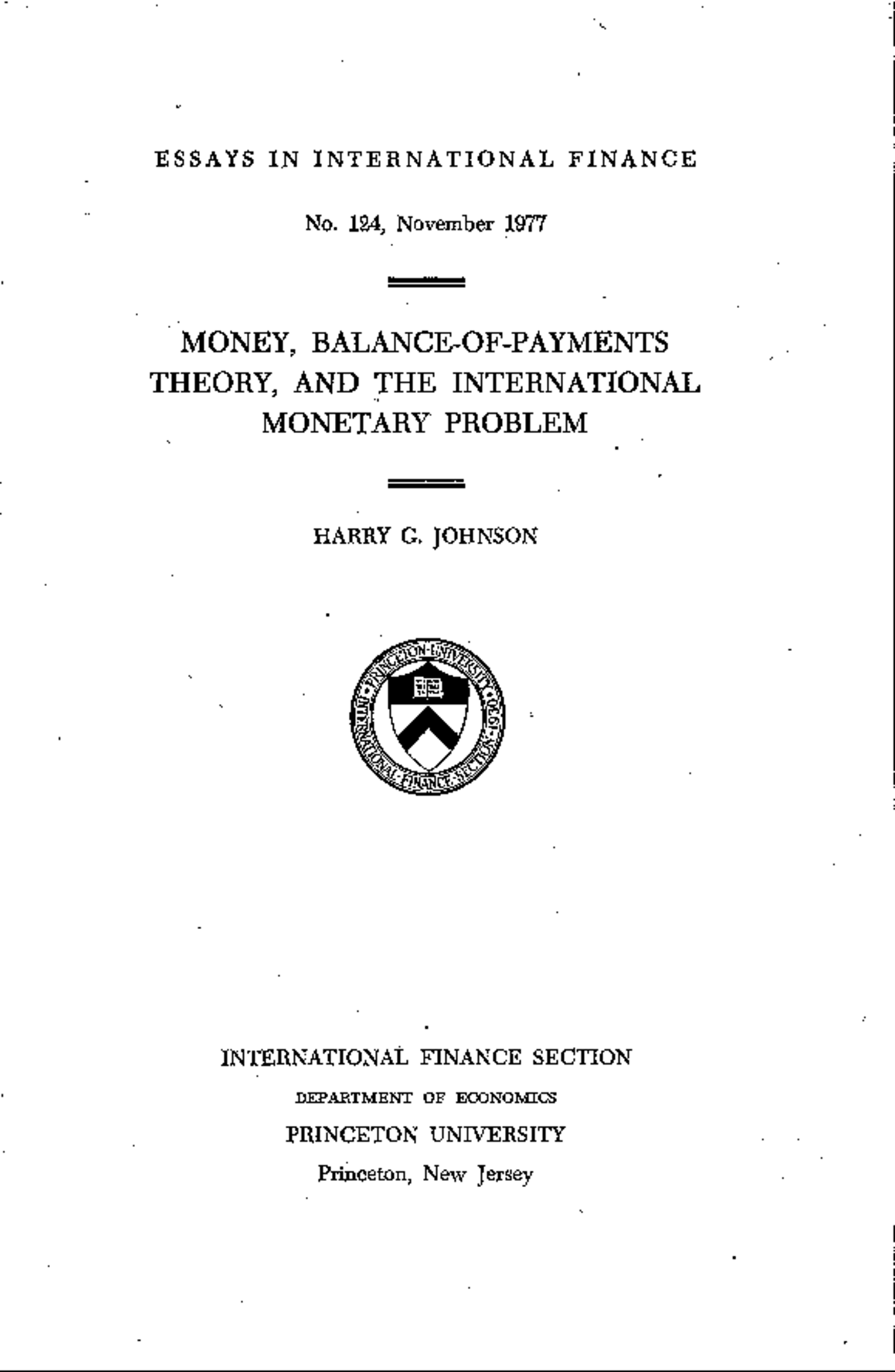 E124 - Economics - ESSAYS IN INTERNATIONAL FINANCE No. 124, November ...