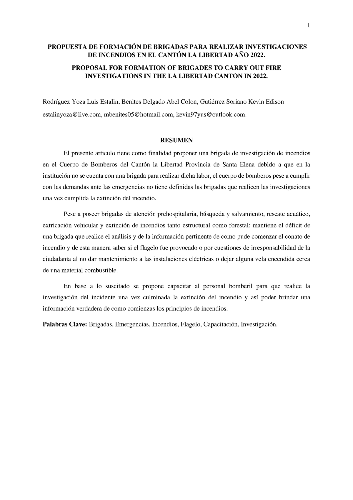 Artículo Científico- Propuesta DE Impelemtacion DE Brigada DE ...