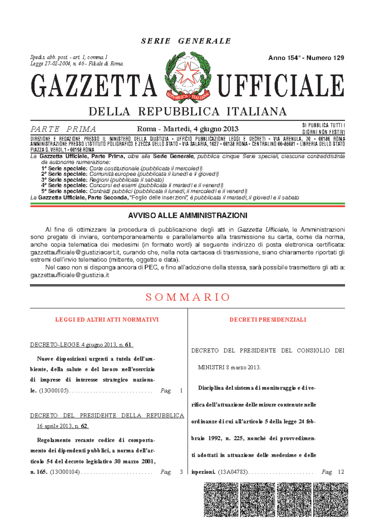 Codice Di Comportamento Dei Pubblici Dipendenti - GAZZETTA UFFICIALE ...