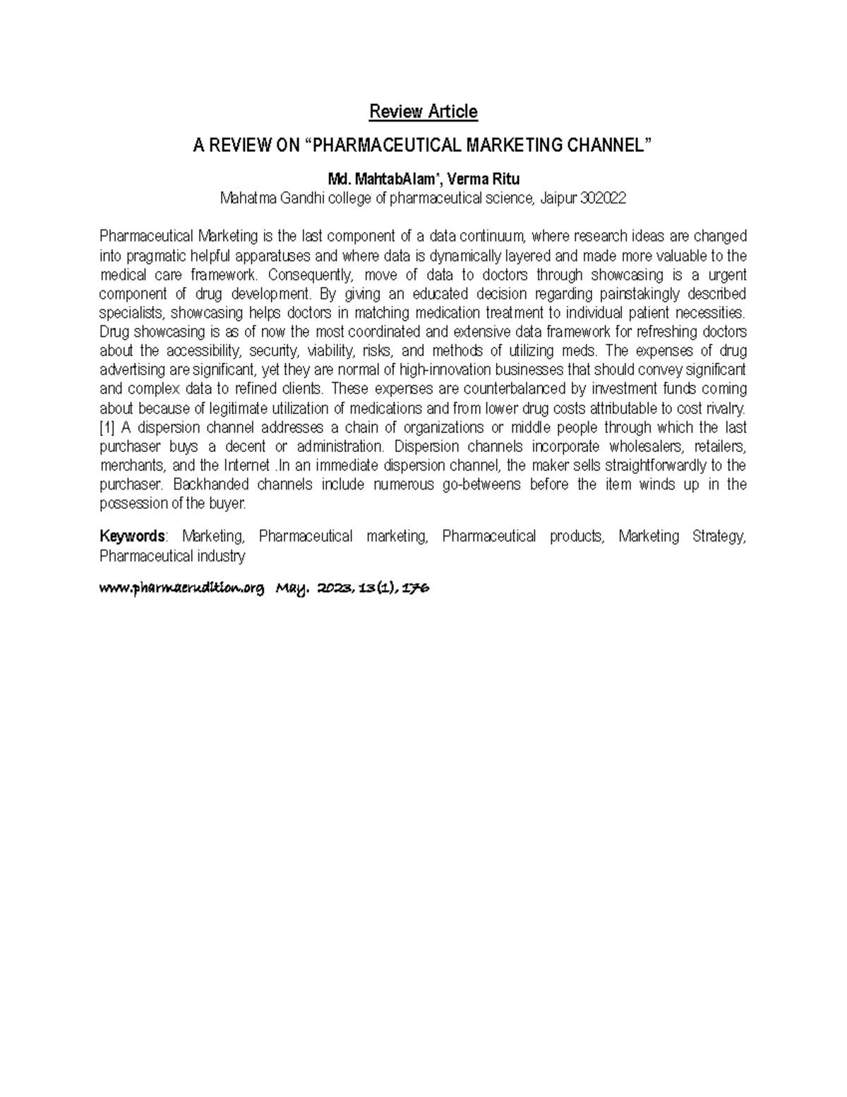 23 Abstract 1-7 - B pharm - Review Article A REVIEW ON “PHARMACEUTICAL ...