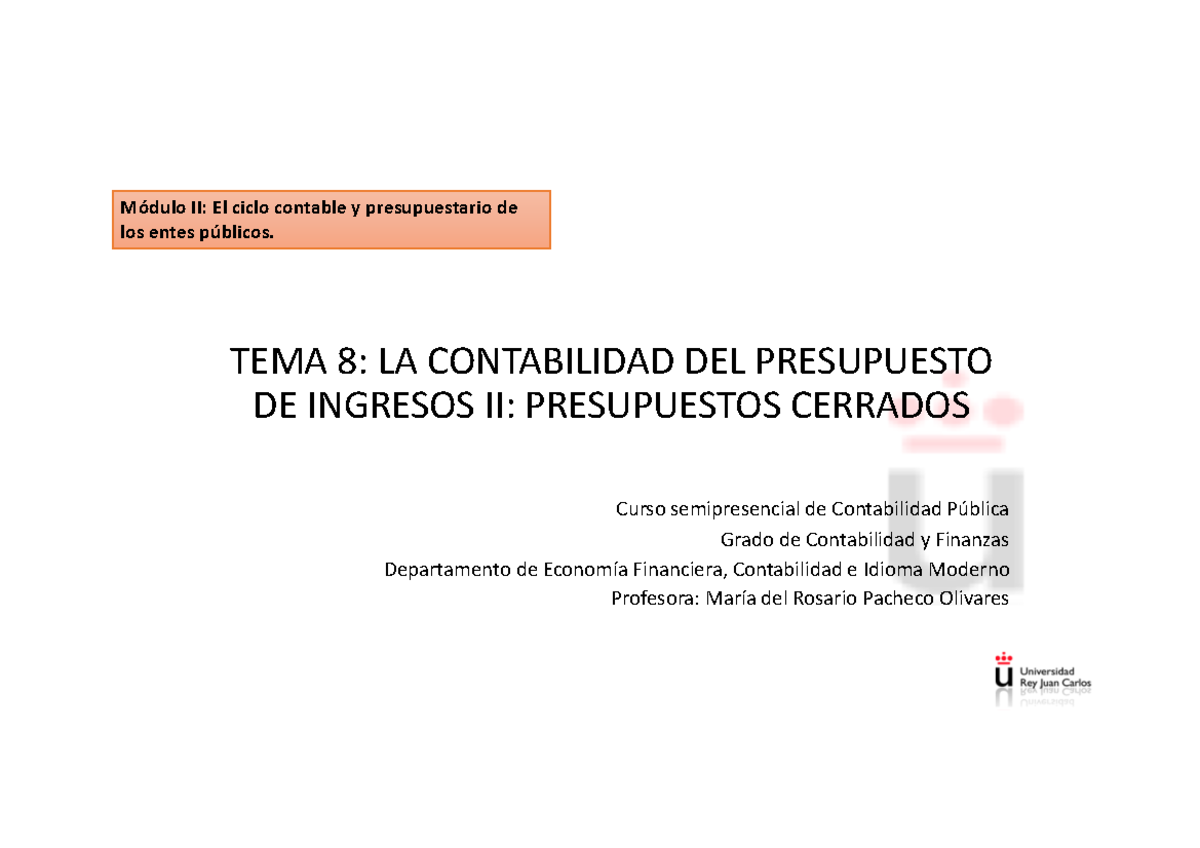 Tema 8 El Presupuesto De Ingresos II - TEMA 8: LA CONTABILIDAD DEL ...