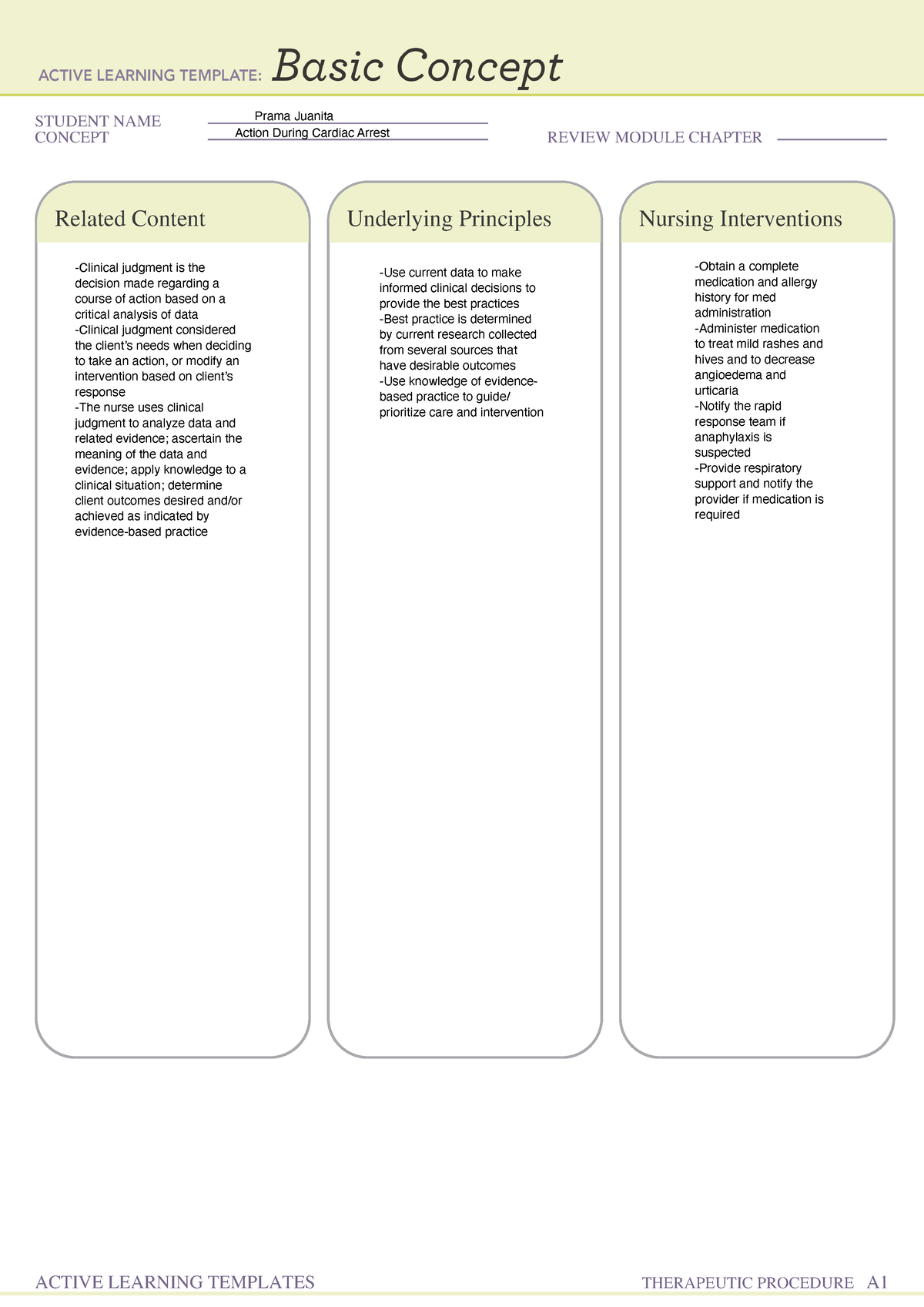 Action During Cardiac Arrest - MA 107 - STUDENT NAME CONCEPT REVIEW ...