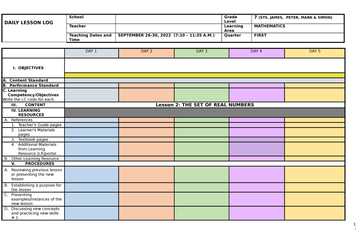 Blaaaaaank - jkljl;k; - DAILY LESSON LOG School Grade Level 7 (STS ...