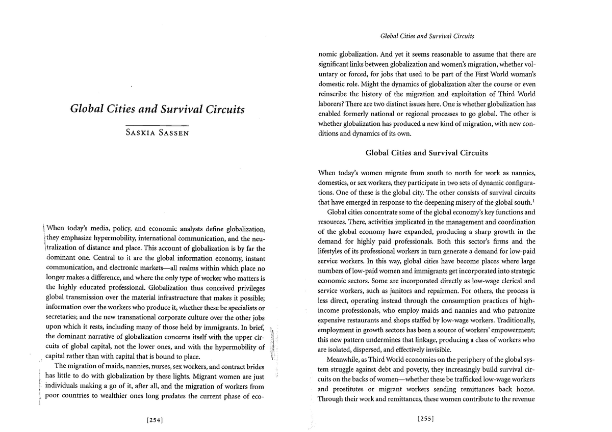 global cities and survival circuits sassen pdf