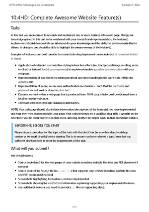SIT 774-10.2C - The week 10 credit task - SIT774 Web Technologies and ...