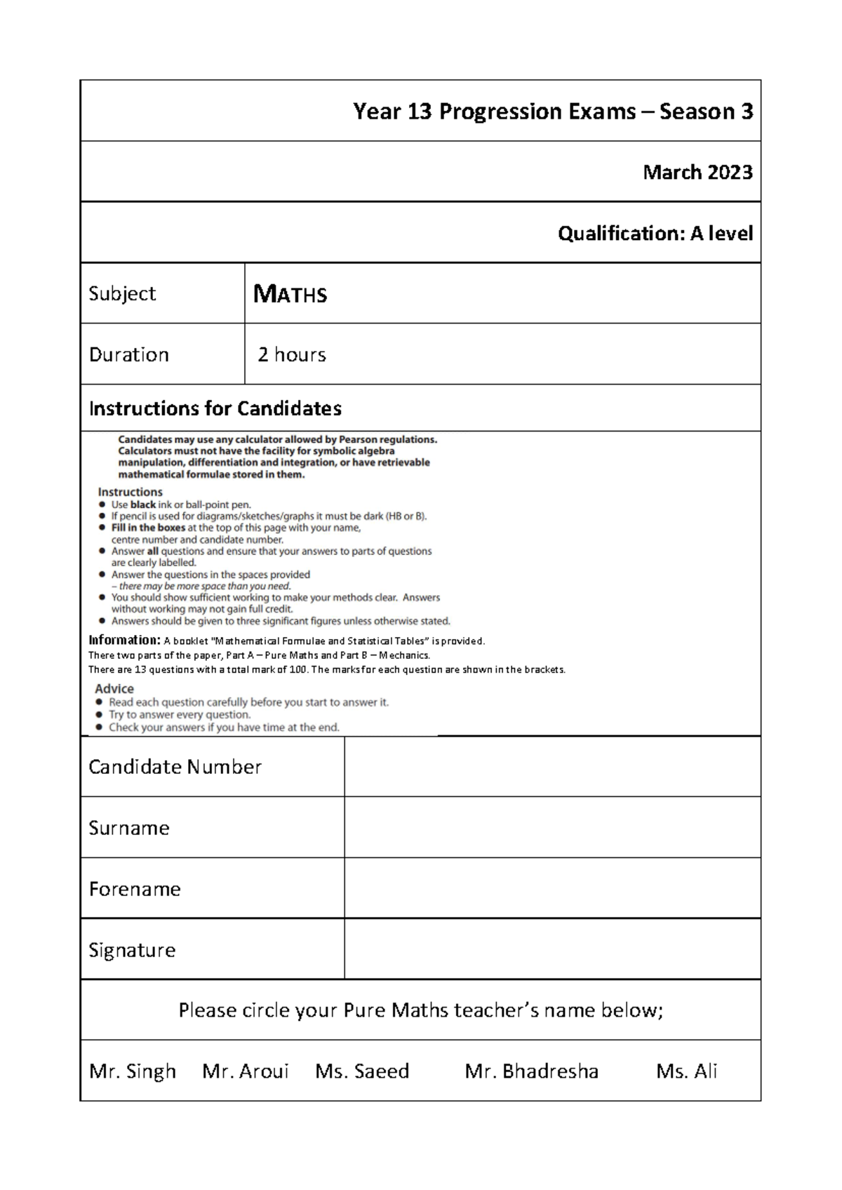 QP Y13 Mocks mathematics - Year 13 Progression Exams – Season 3 March ...