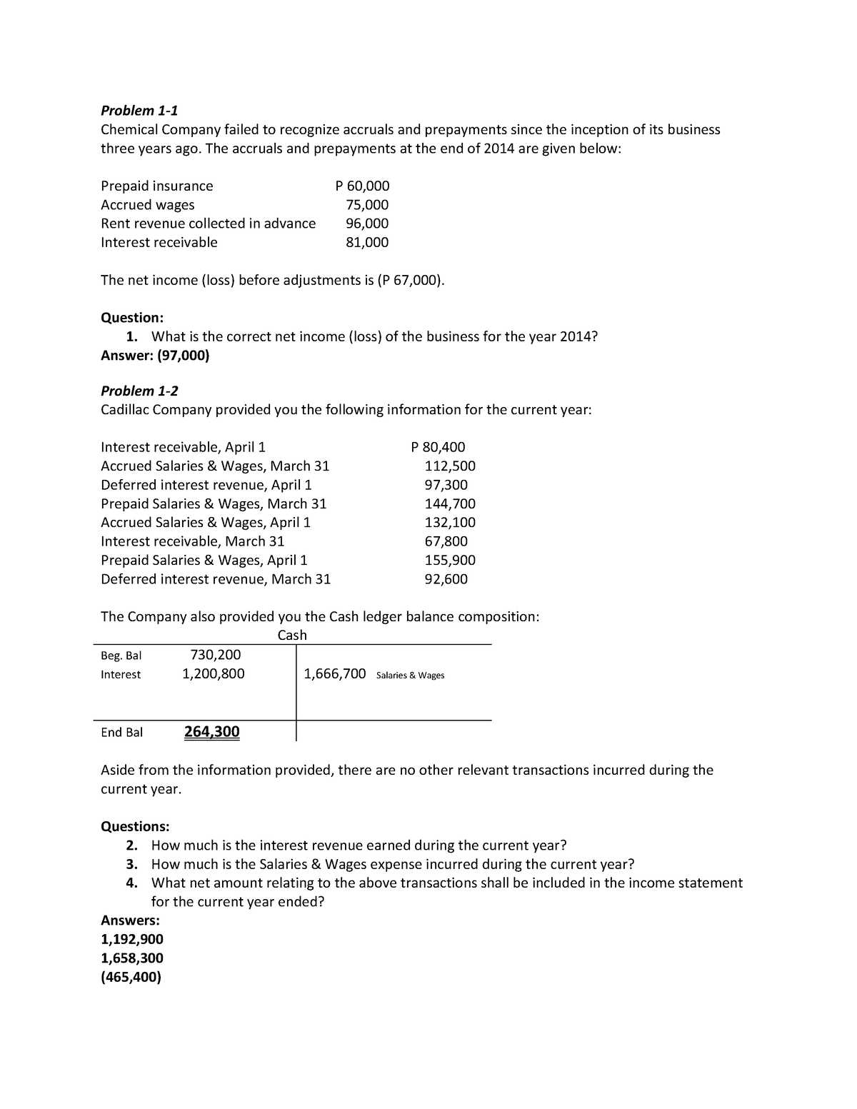 Basic-Acc-Extra - basic accoutning - Problem 1- Chemical Company failed ...