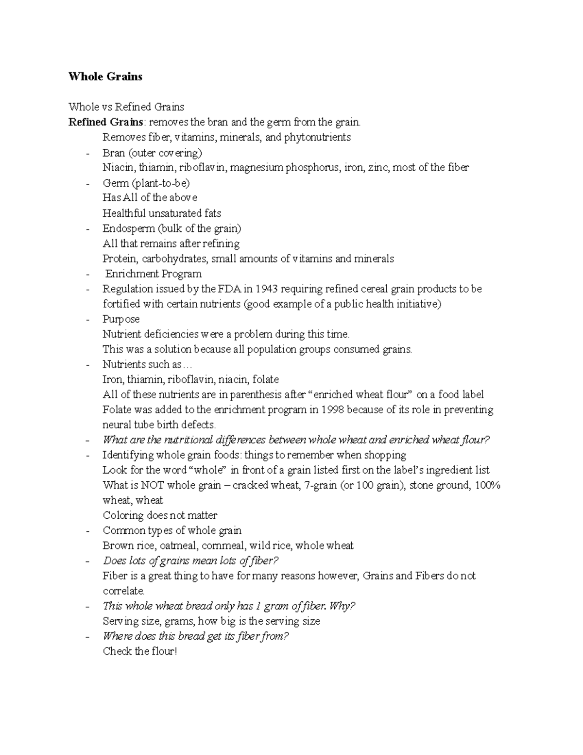 NTR 301 Whole Grains taught by April Fogleman Whole Grains Whole vs