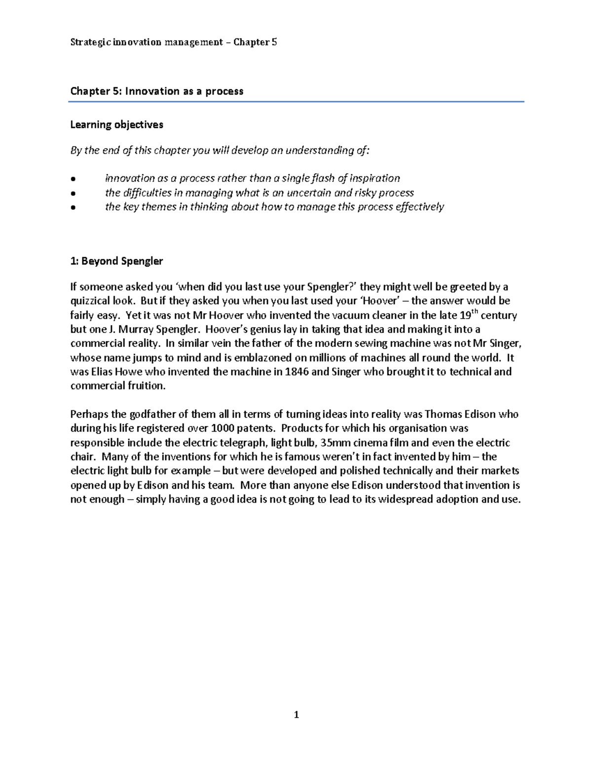 Innovation as a process - Chapter 5: Innovation as a process Learning ...
