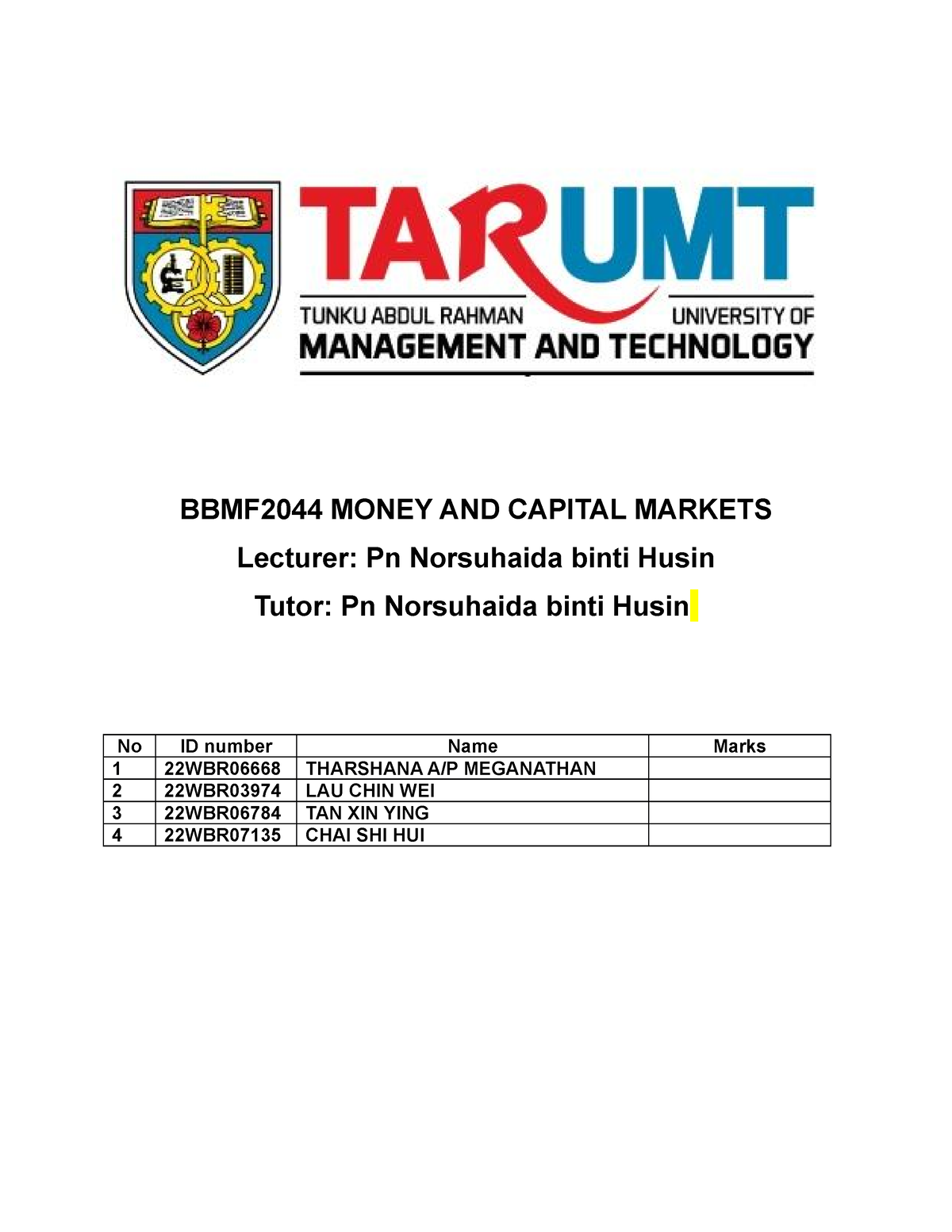 assignment on capital market