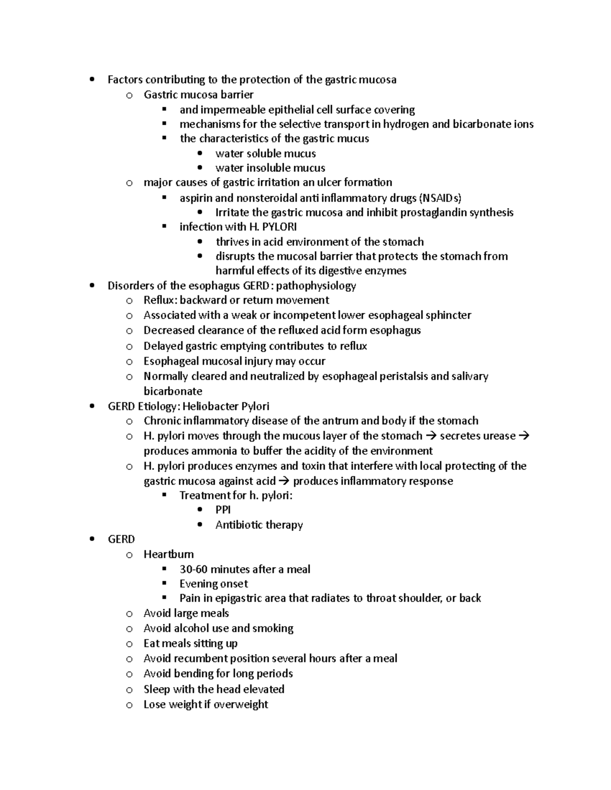 Patho Test 2GI - Lecture notes 6 - Factors contributing to the ...