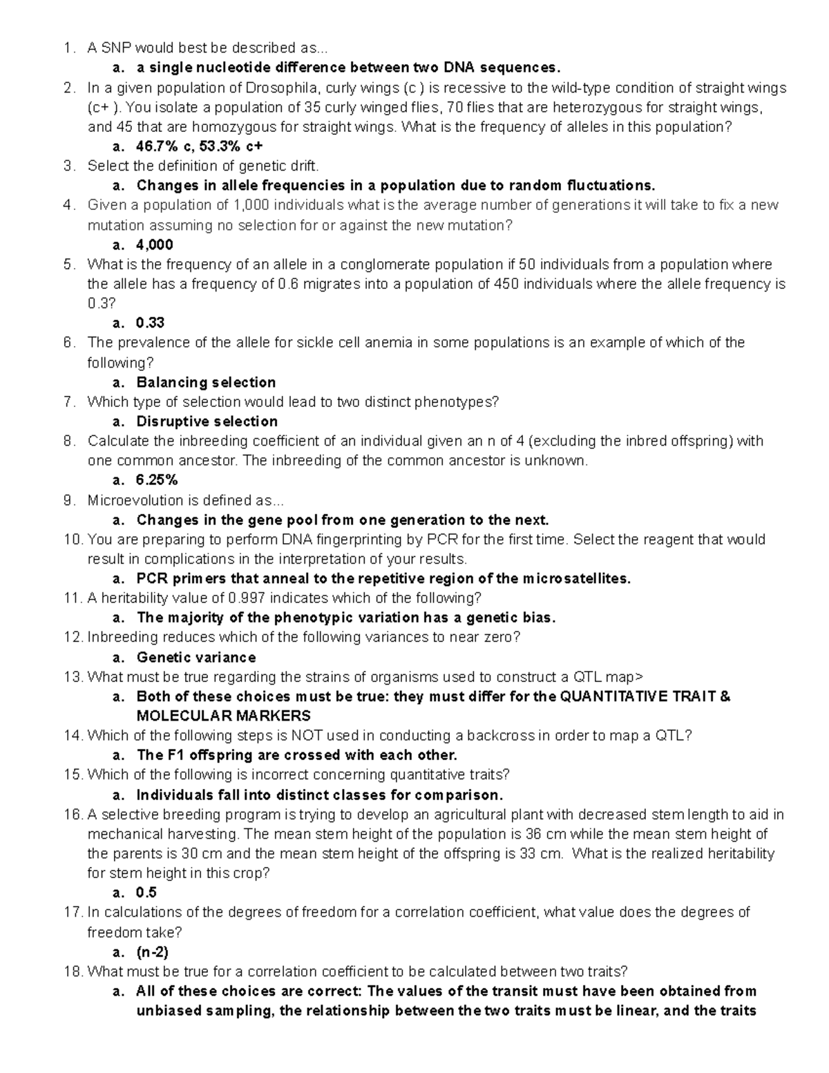Genetics Quiz Questions - Studocu