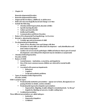 Neurodevelopmental Disorders Notes - Neurodevelopmental Disorders ...
