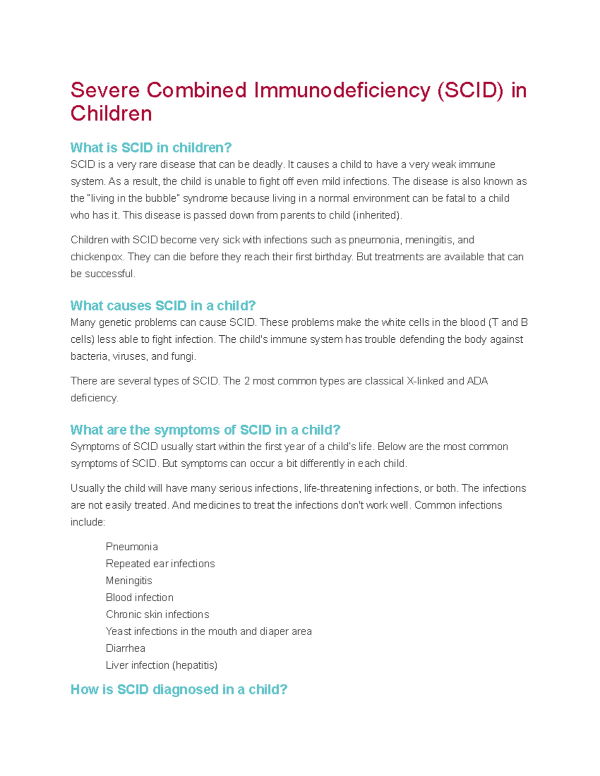 Severe Combined Immunodeficiency (SCID) in Children - It causes a child ...