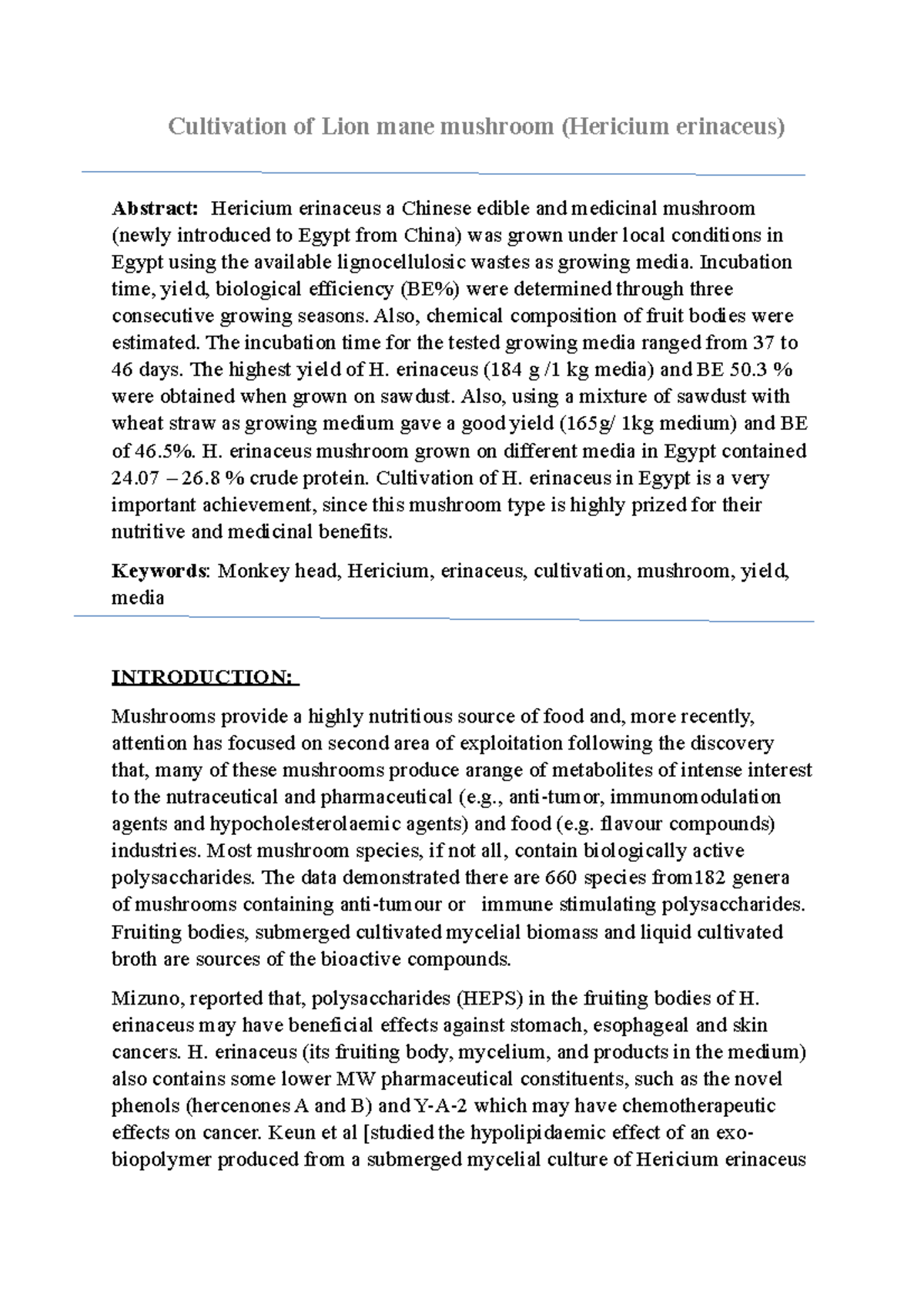 Ssr learn new about programme Cultivation of Lion mane mushroom