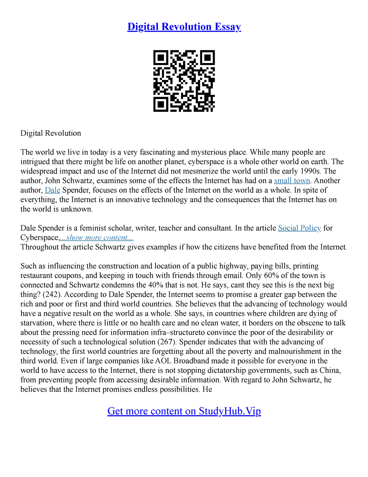 digital revolution essay conclusion