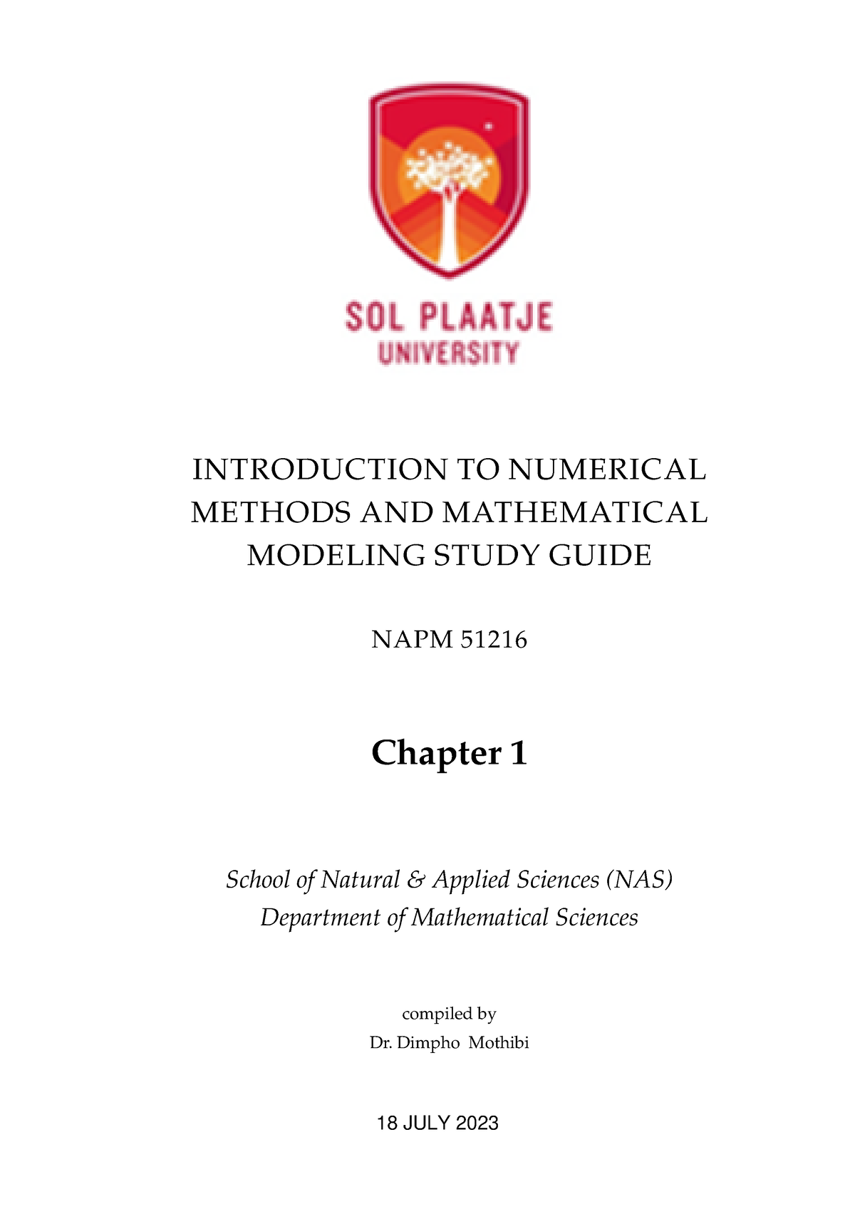 Chapter 1 - INTRODUCTION TO NUMERICAL METHODS AND MATHEMATICAL MODELING ...