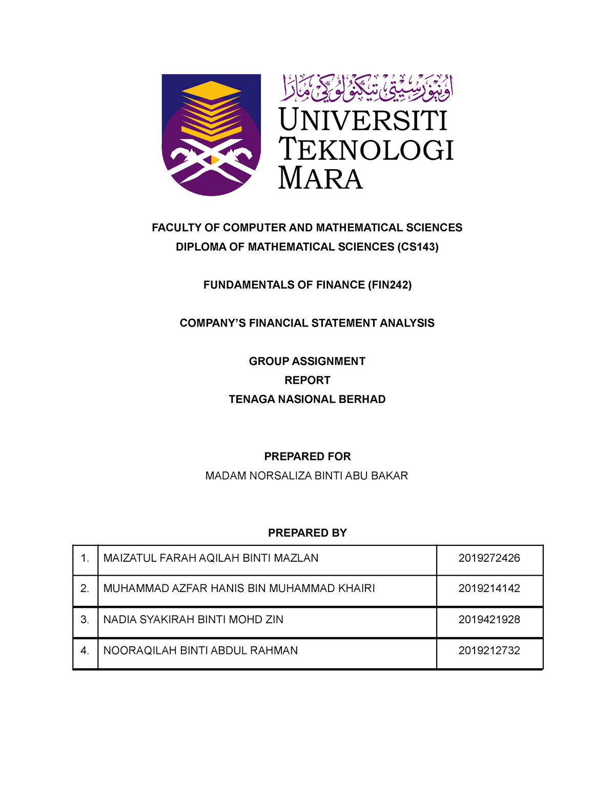 fin242 group assignment report