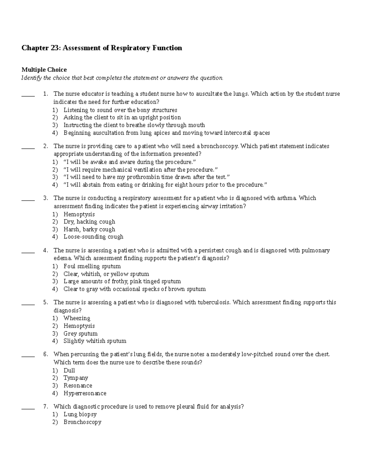51 Unit 3 Ch 20 - Chapter 23: Assessment of Respiratory Function ...