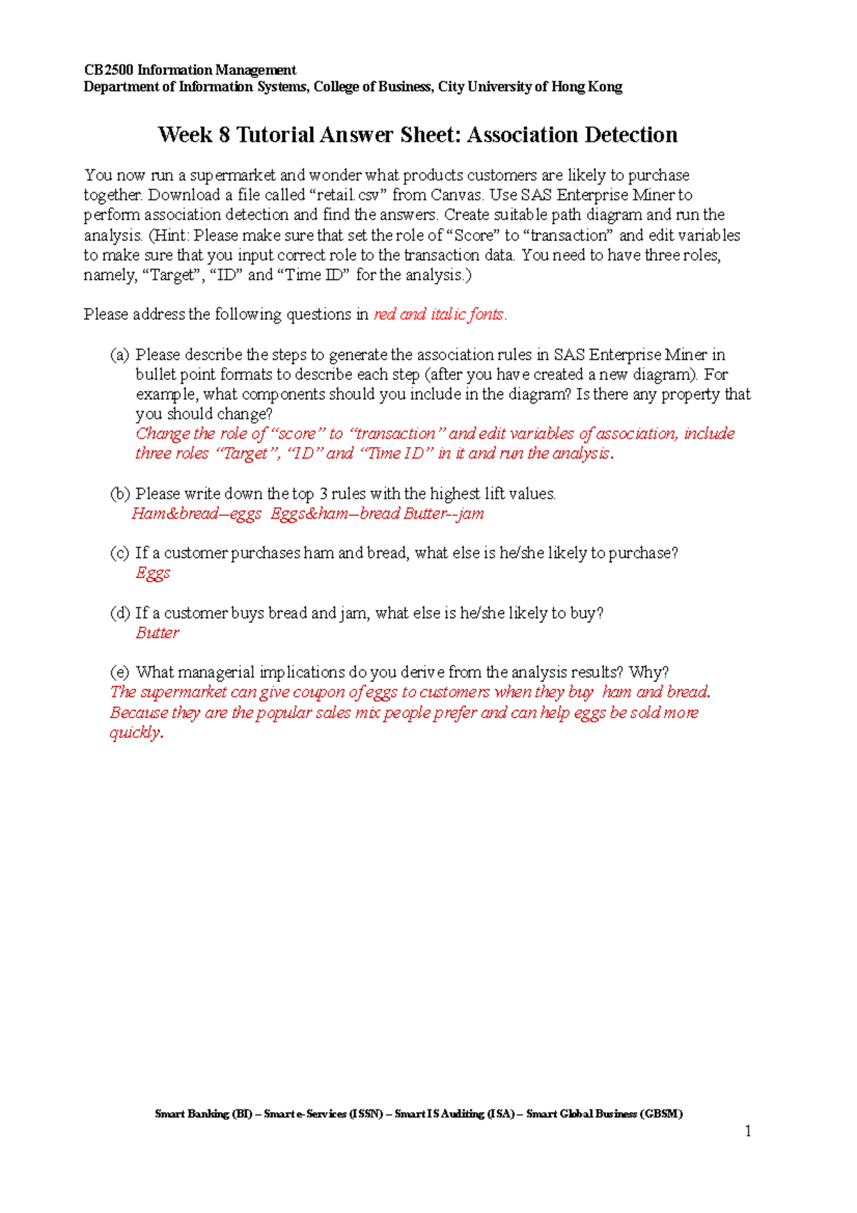 CB2500 - Tutorial Week08 - Answer Sheet for Association - CB2500 ...