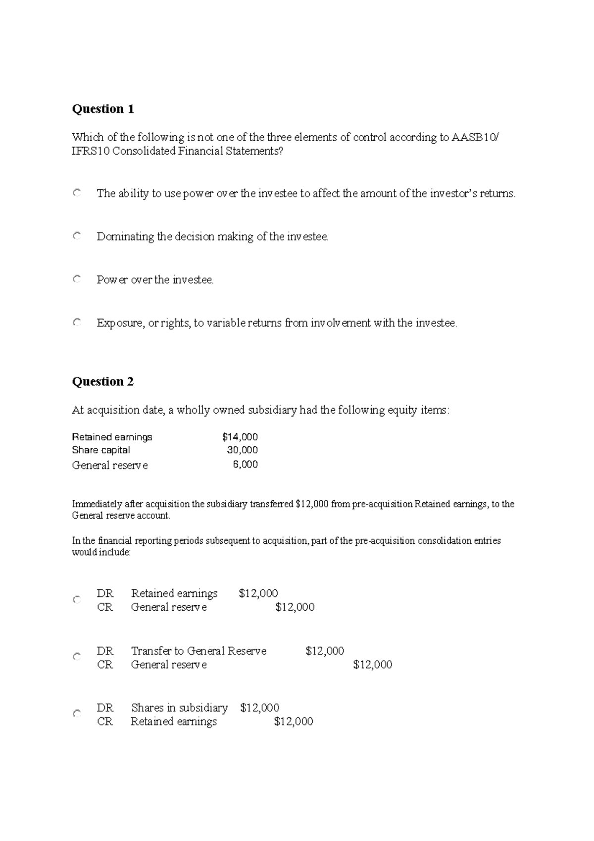 MCQ AND Answers - sample exam revision question 2020 - Question 1 Which Sns-Brigh10