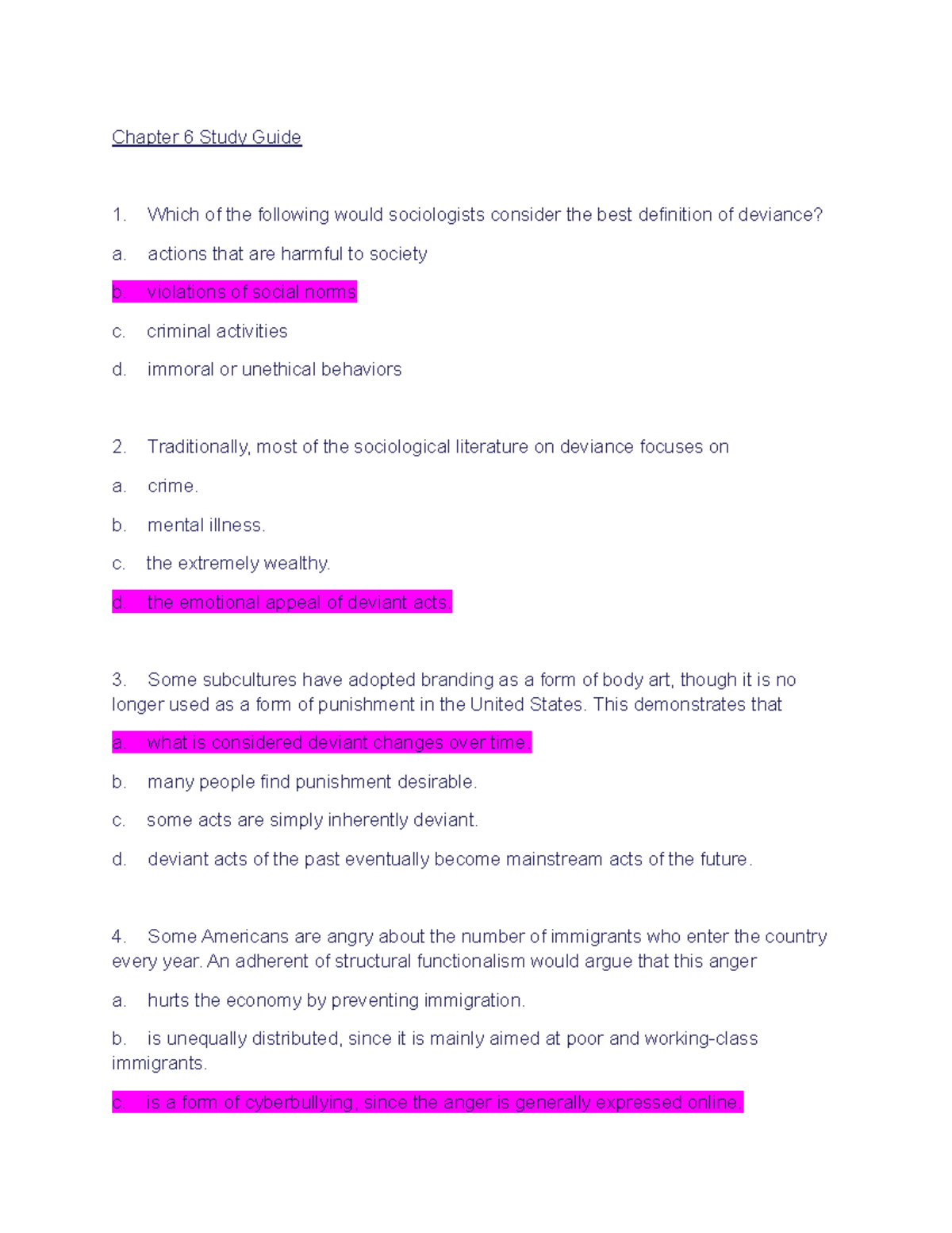 Chapter 6 Study Guide - notes - Chapter 6 Study Guide Which of the ...