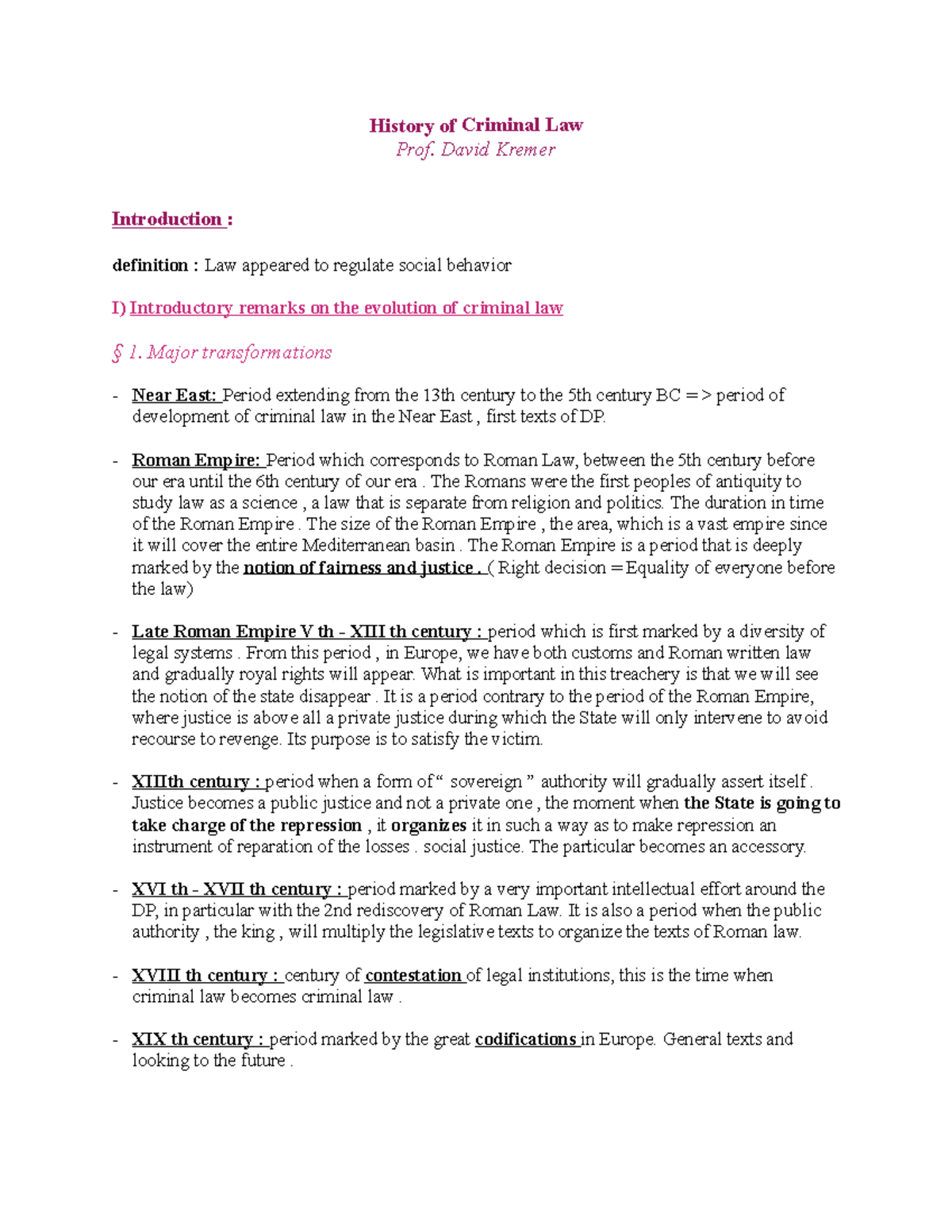 English histoire du droit penal - History of Criminal Law Prof. David ...