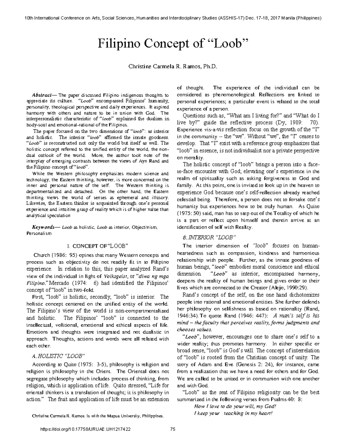 UH1217422 eee Abstract — The paper discussed Filipino indigenous