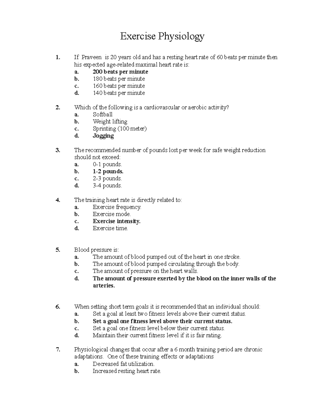 Applied Exercise Physiology - Studocu