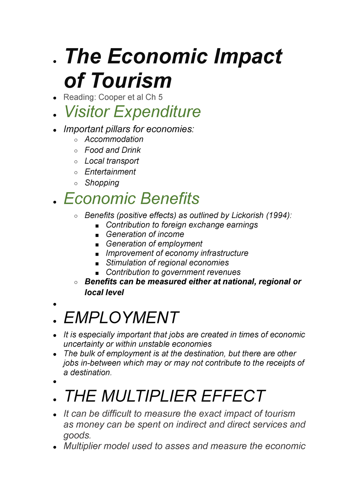 effects of tourism grade 12 economics