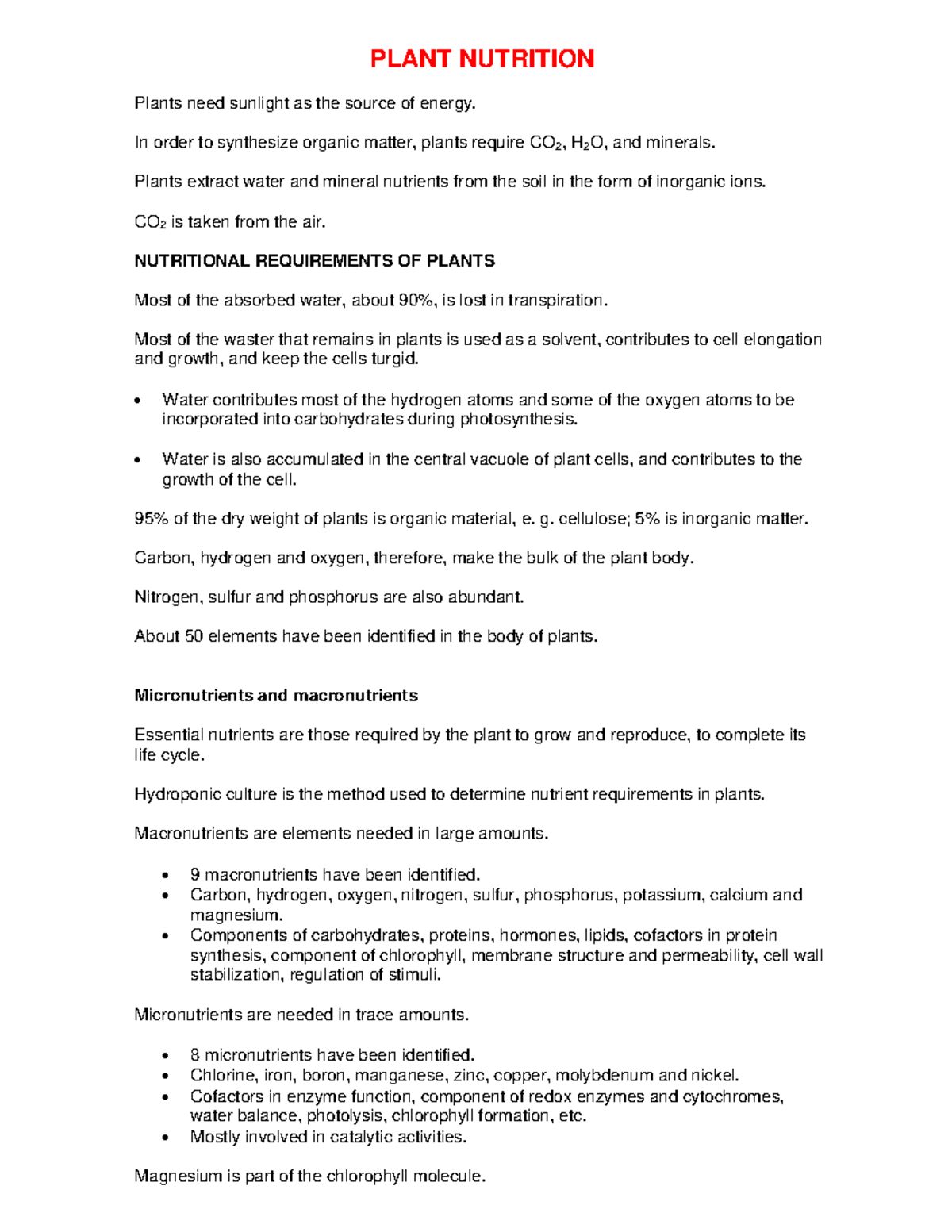 Plant Nutrition2 biologie science PLANT NUTRITION Plants need