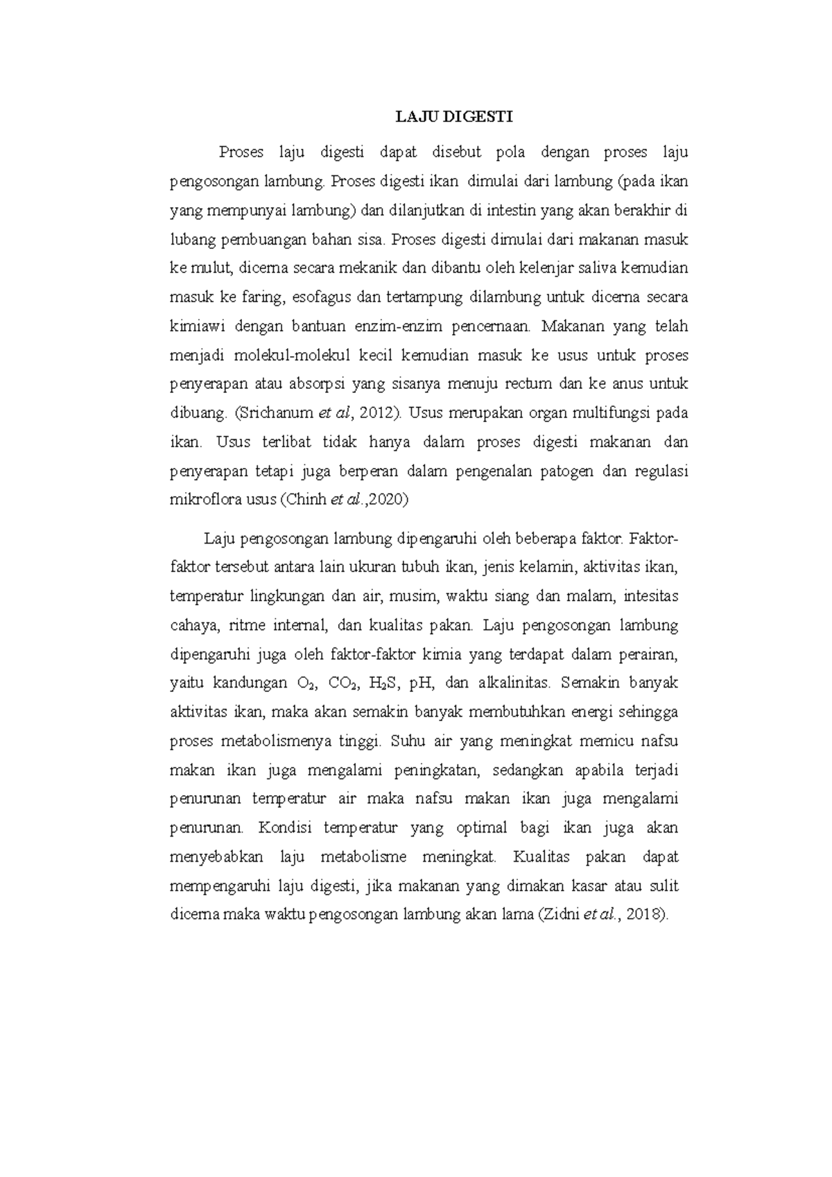 LAJU Digesti - LAJU DIGESTI Proses laju digesti dapat disebut pola ...