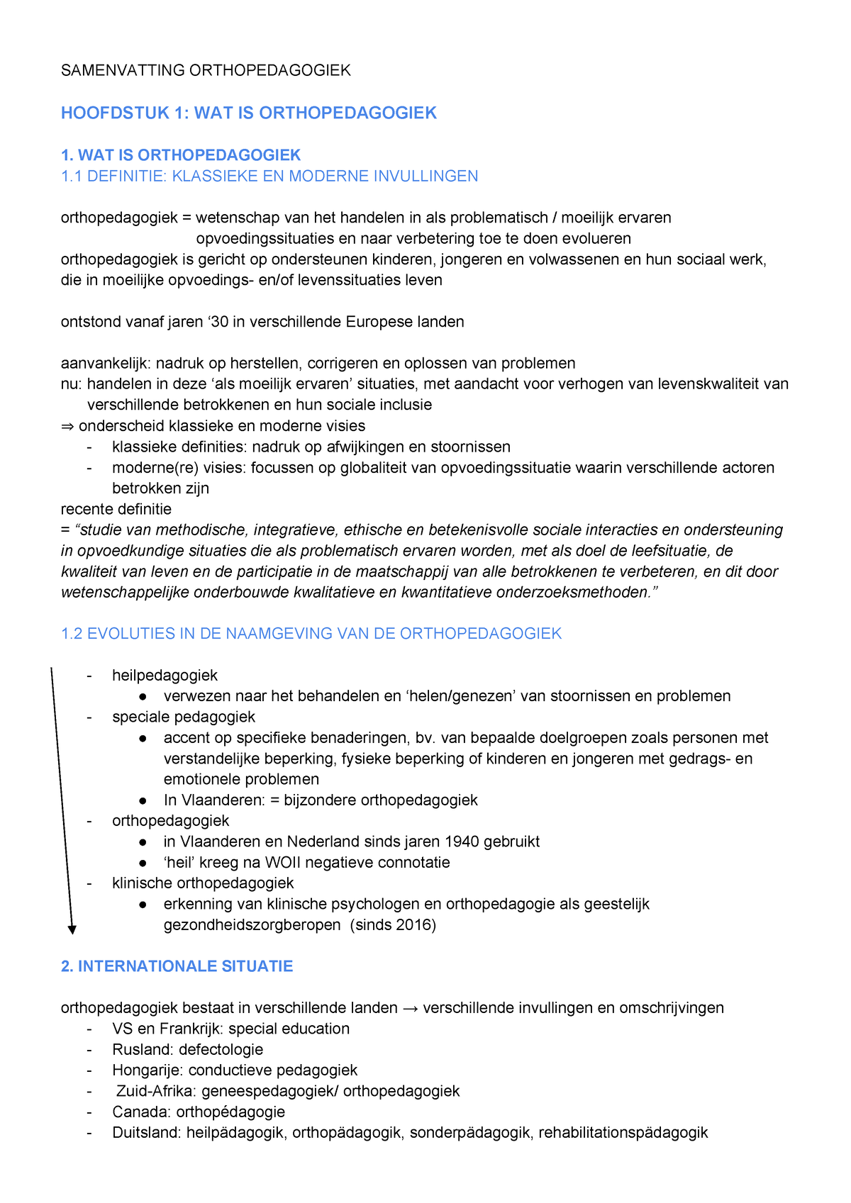 Samenvatting Orthopedagogiek - SAMENVATTING ORTHOPEDAGOGIEK HOOFDSTUK 1 ...